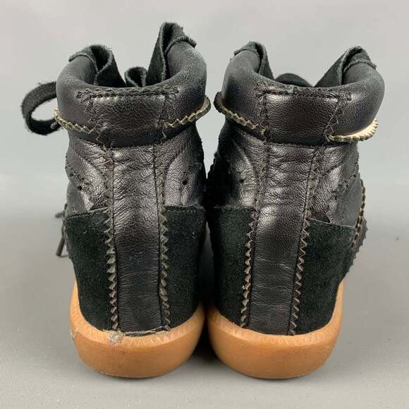 ISABEL MARANT Black Leather Perforated Wedge Sneakers - Picture 3 of 6
